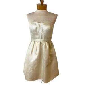 Size 6 Aidan Mattox Gold Strapless Dress Formal Women's Dresses Fit & Flare Fall